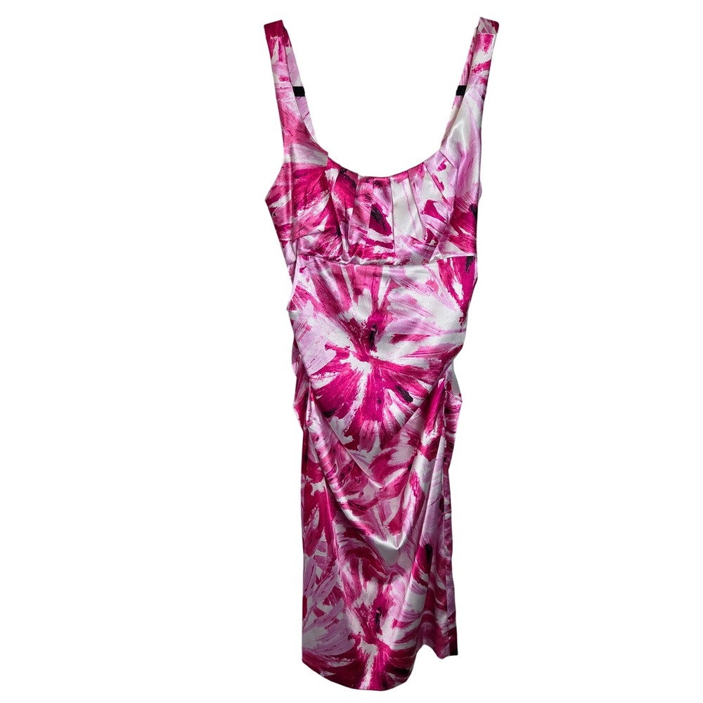 Satin‎ Pink & White midi dress London Times Womens Size 4